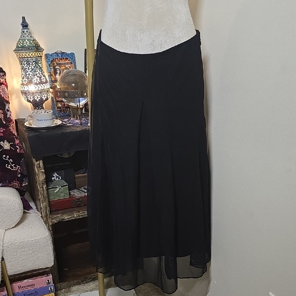 Ice Black Mesh Midi Skirt